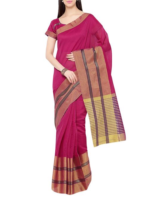pink cotton silk woven saree with blouse - 13752276 - Very Small Image - 1
