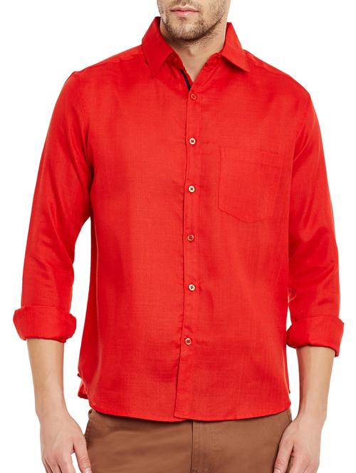 red cotton blend casual shirt - 13752594 - Very Small Image - 1