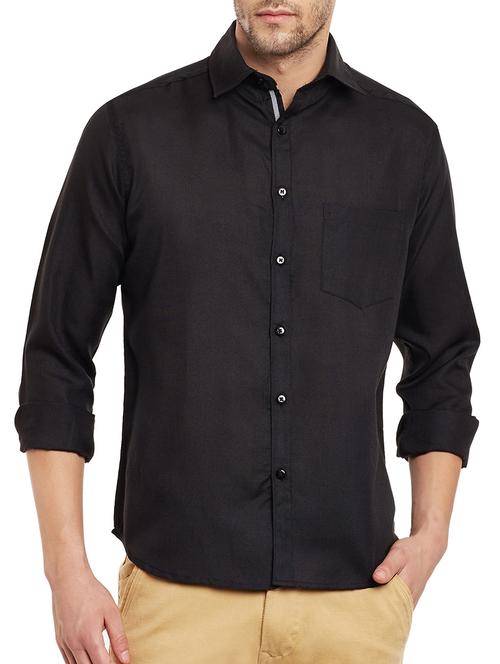 black cotton blend casual shirt - 13752597 - Very Small Image - 1