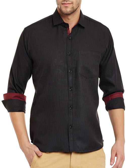 black cotton blend casual shirt - 13752600 - Very Small Image - 1