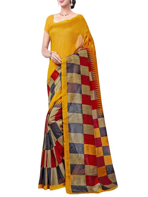 Geometrical printed saree with blouse - 13754650 - Very Small Image - 1