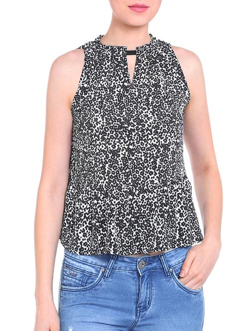 black animal printed peplum top - 13756930 - Very Small Image - 1