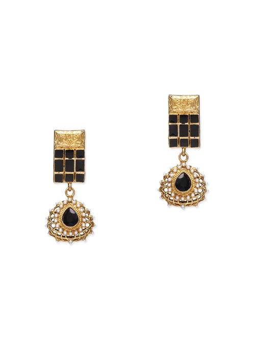 gold zinc drop earrings - 13757635 - Very Small Image - 1