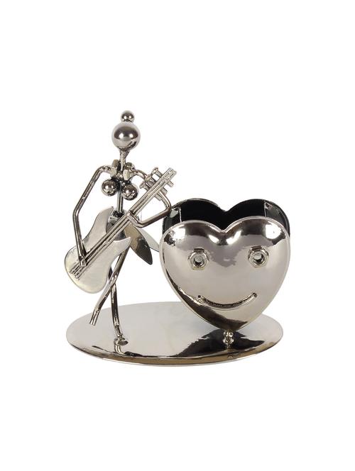 jewel fuel iron lady musician playing bass guitar and heart shape pen stand showpiece - 13757983 - Very Small Image - 1