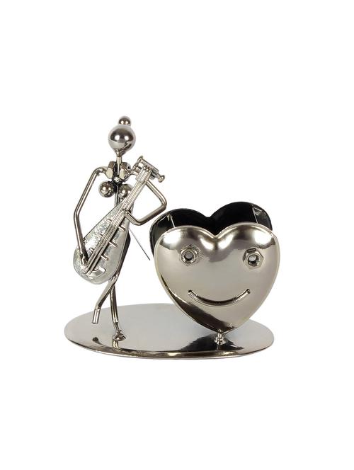 jewel fuel iron lady musician playing lute and heart shape pen stand showpiece - 13757997 - Very Small Image - 1