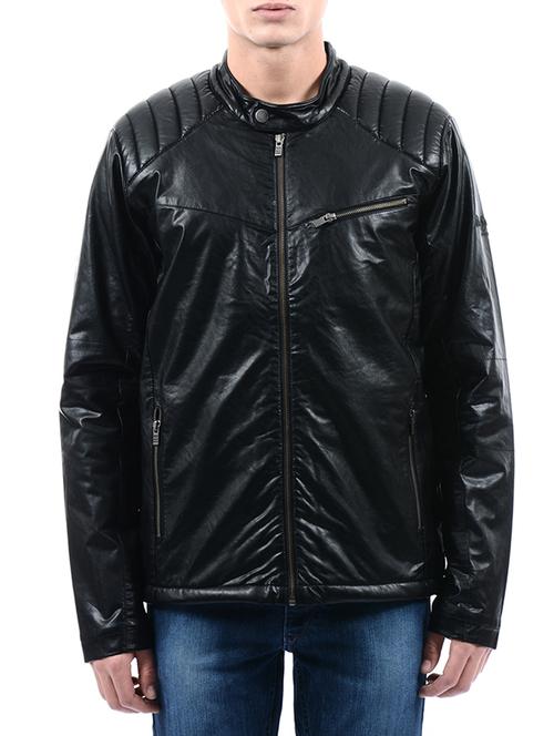 black leatherette biker jacket - 13760118 - Very Small Image - 1