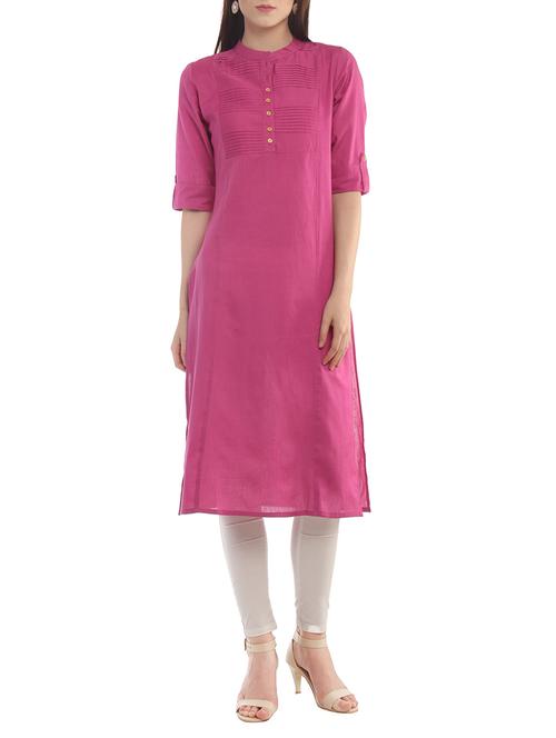 purple cotton solid straight kurta - 13761789 - Very Small Image - 1
