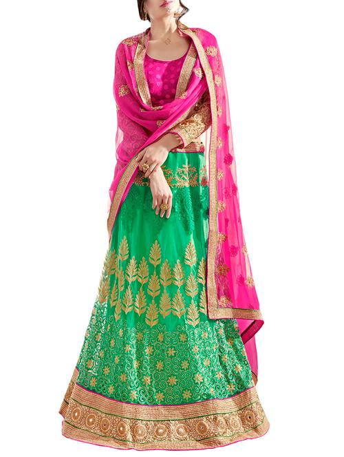 pink net flared lehenga - 13761948 - Very Small Image - 1