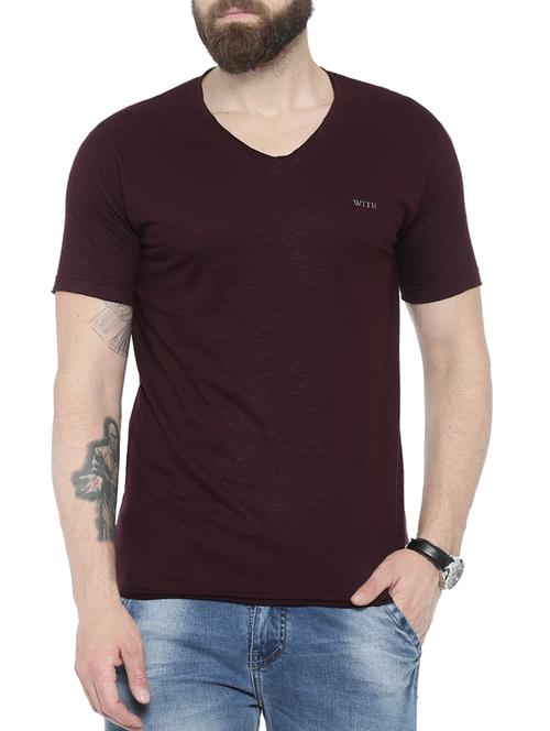maroon cotton tshirt - 13762968 - Very Small Image - 1