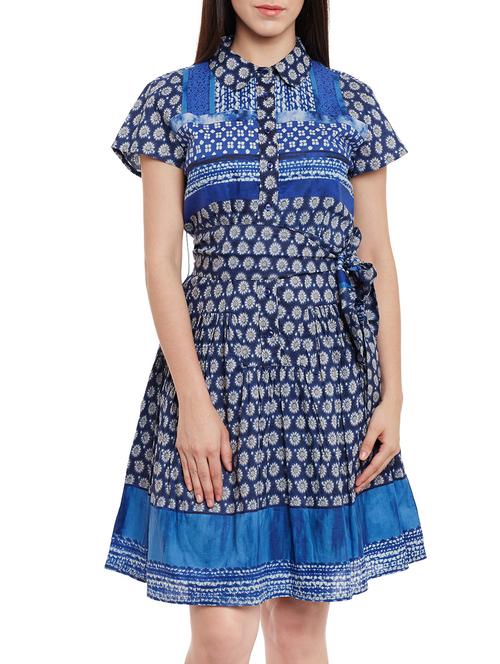 blue cotton aline dress - 13764725 - Very Small Image - 1