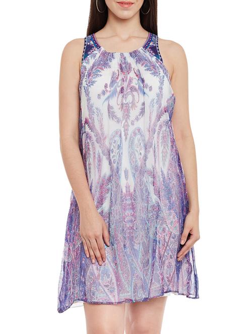 white viscose a-line dress - 13764748 - Very Small Image - 1