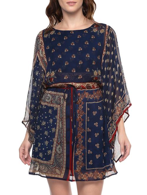 blue loose fitted short dress by label ritu kumar - 13764773 - Very Small Image - 1