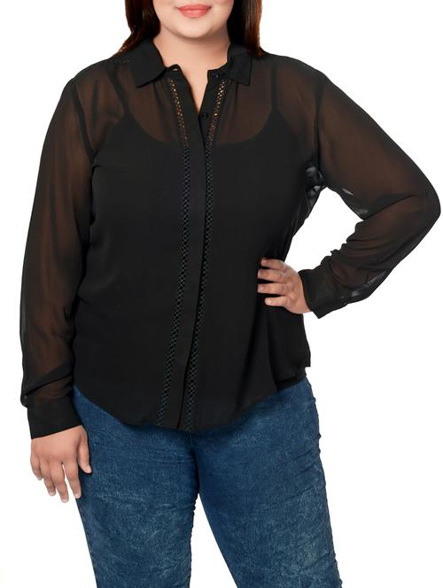 solid black georgette shirt - 13764805 - Very Small Image - 1