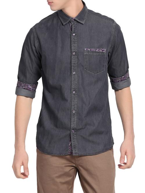 blue cotton casual shirt - 13766282 - Very Small Image - 1