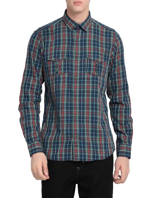 blue cotton casual shirt - 13766289 - Very Small Image - 1