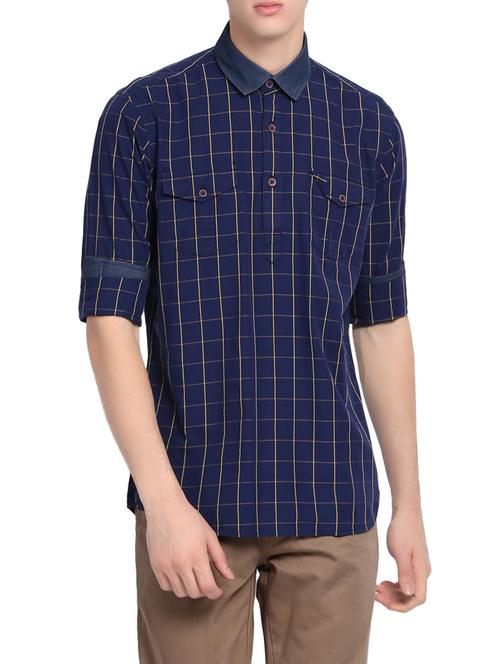 navy blue cotton casual shirt - 13766296 - Very Small Image - 1