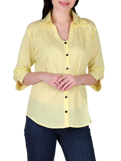 solid yellow cotton shirt - 13766469 - Very Small Image - 1