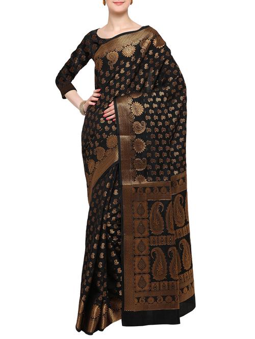 golden zari tussar silk saree with blouse - 13766550 - Very Small Image - 1