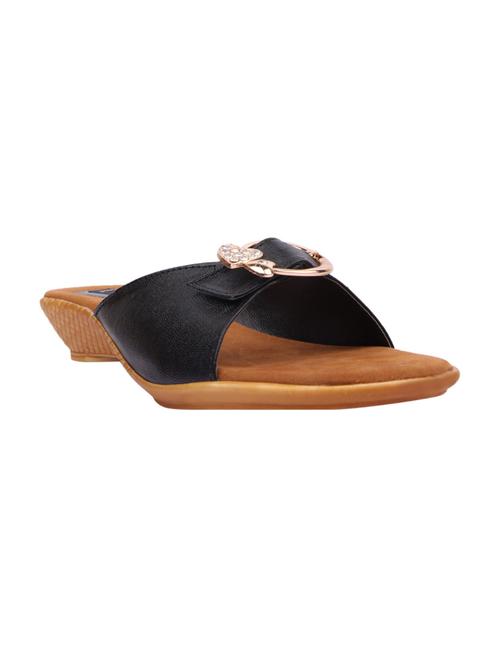 black faux leather slip on sandals - 13766660 - Very Small Image - 1