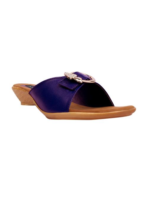 blue faux leather slip on sandals - 13766661 - Very Small Image - 1