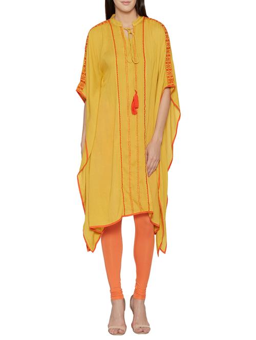 yellow rayon kaftan kurta - 13767244 - Very Small Image - 1