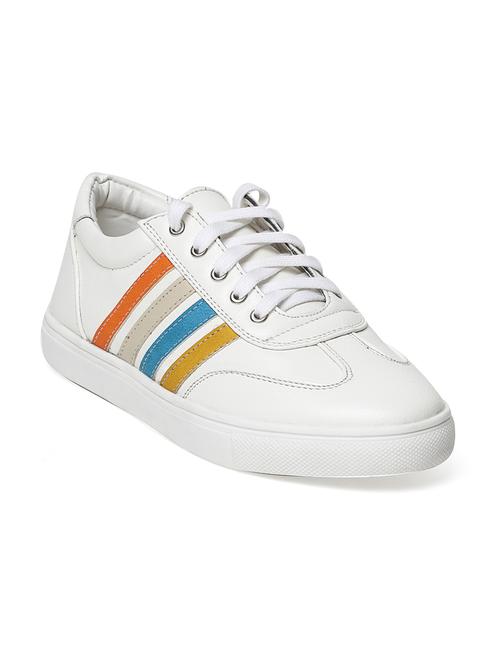 white faux leather laceup sneakers - 13769834 - Very Small Image - 1