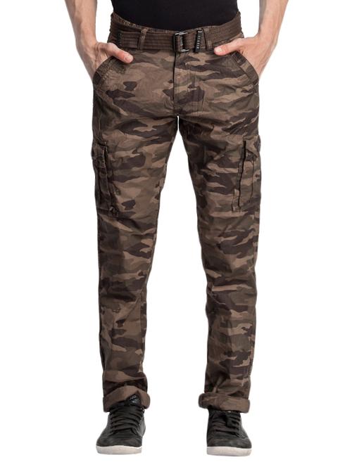 brown cotton cargos casual trousers - 13771197 - Very Small Image - 1