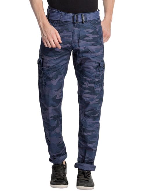 blue cotton cargos casual trousers - 13771199 - Very Small Image - 1
