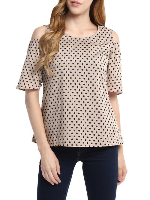 beige crepe regular top - 13771349 - Very Small Image - 1