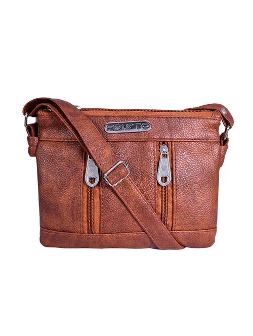 brown leatherette regular sling bag - 13771389 - Very Small Image - 1