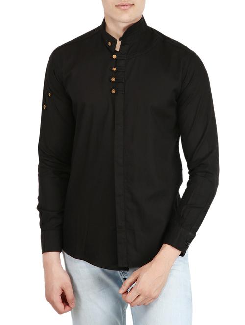 black cotton casual shirt - 13773590 - Very Small Image - 1