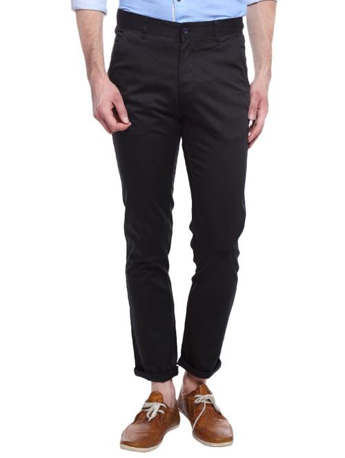black cotton blend chinos casual trousers - 13774650 - Very Small Image - 1