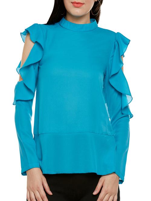 women's ruffle mock neck top - 13775269 - Very Small Image - 1