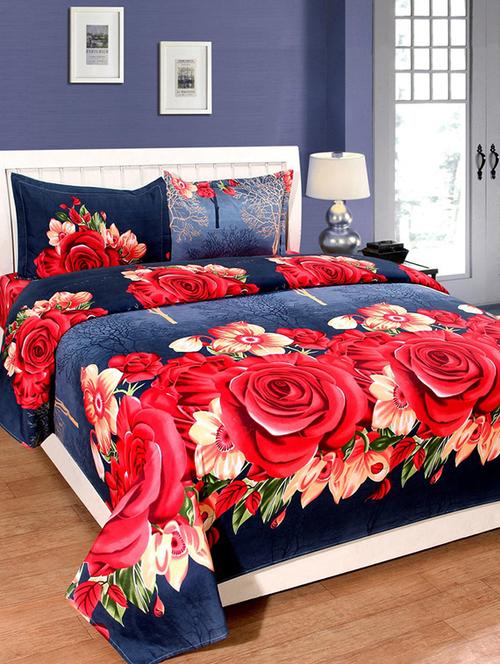 trendz home furnishing multicolor cotton printed double bed sheet with 2 pillow covers - 13775755 - Very Small Image - 1