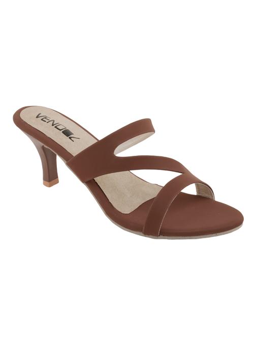 brown faux leather slip on sandals - 13776154 - Very Small Image - 1