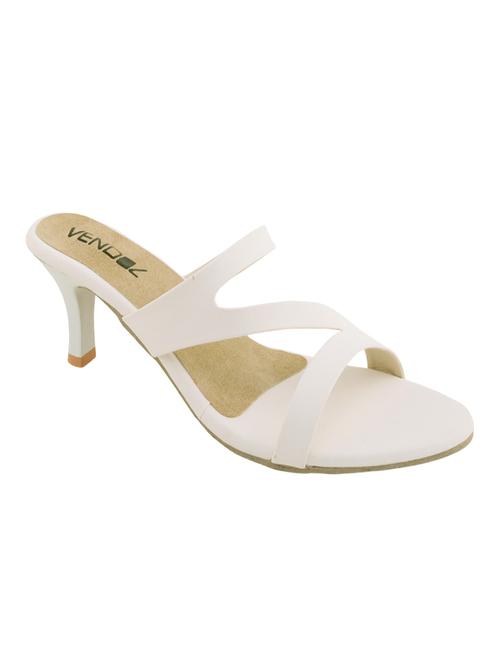 white faux leather slip on sandals - 13776156 - Very Small Image - 1