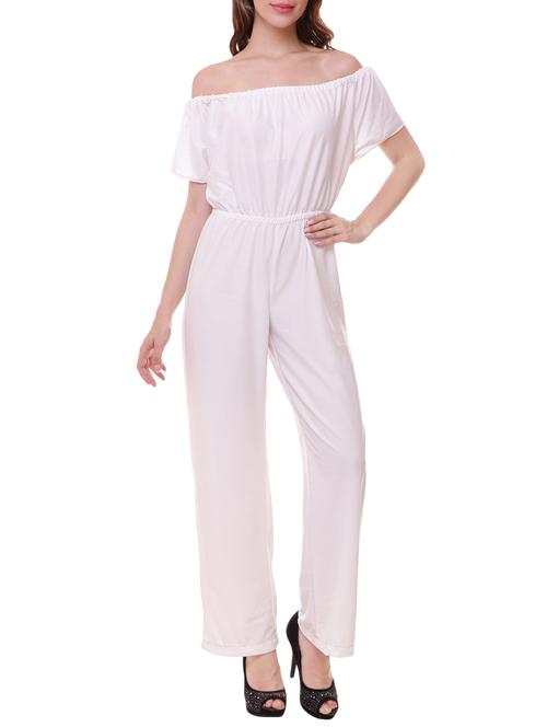 white georgette full leg  jumpsuit - 13778107 - Very Small Image - 1