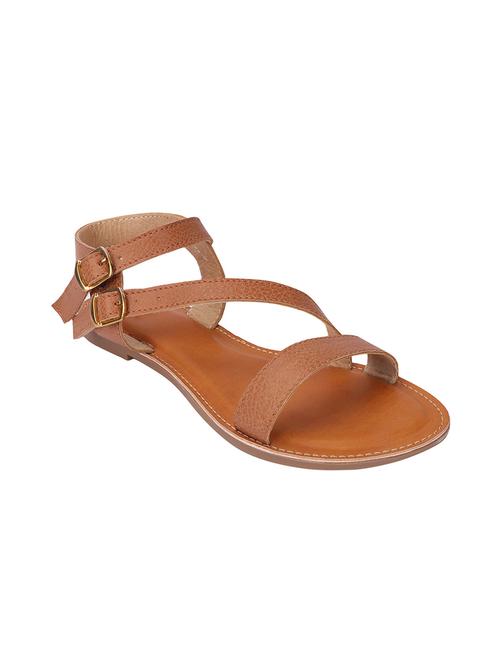 brown faux leather ankle strap sandals - 13779715 - Very Small Image - 1