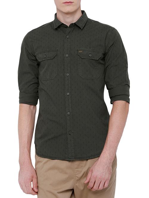 green cotton casual shirt - 13786470 - Very Small Image - 1