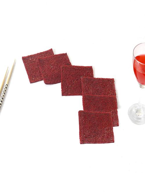 anasa handmade beaded set of 6  coasters - 13786907 - Very Small Image - 1