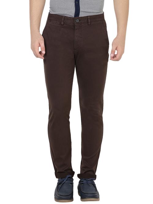 brown cotton chinos casual trousers - 13787985 - Very Small Image - 1