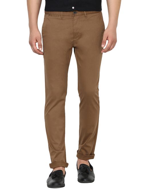 brown cotton chinos casual trousers - 13787991 - Very Small Image - 1