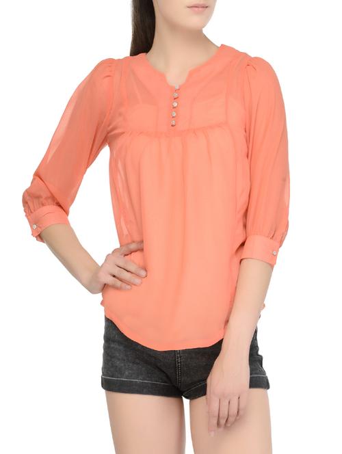 orange georgette regular top - 13788683 - Very Small Image - 1