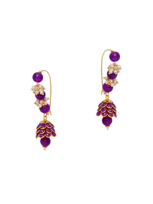 purple metal jhumka earrings - 13789453 - Very Small Image - 1
