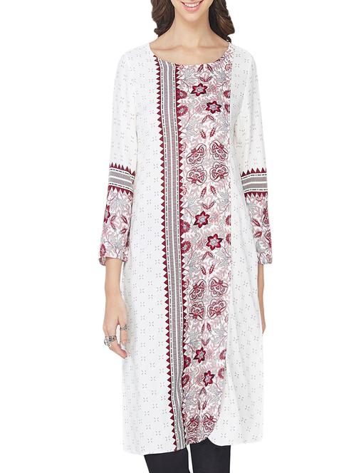 global desi white viscose straight kurta - 13791774 - Very Small Image - 1