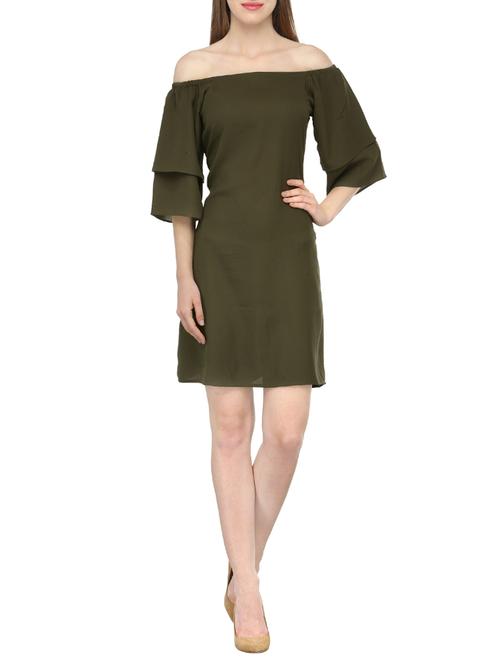 cation green crepe ruffle dress - 13797370 - Very Small Image - 1