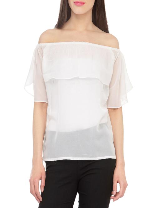 cation white georgette regular top - 13797405 - Very Small Image - 1