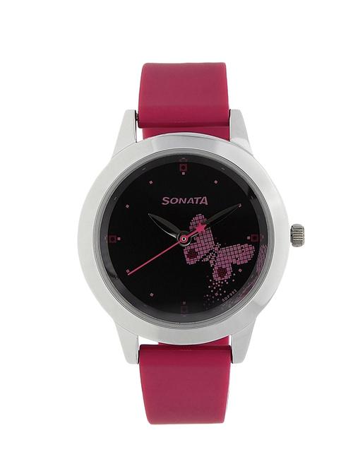 sonata black dial analog watch for women - 87019sp01 - 13799913 - Very Small Image - 1
