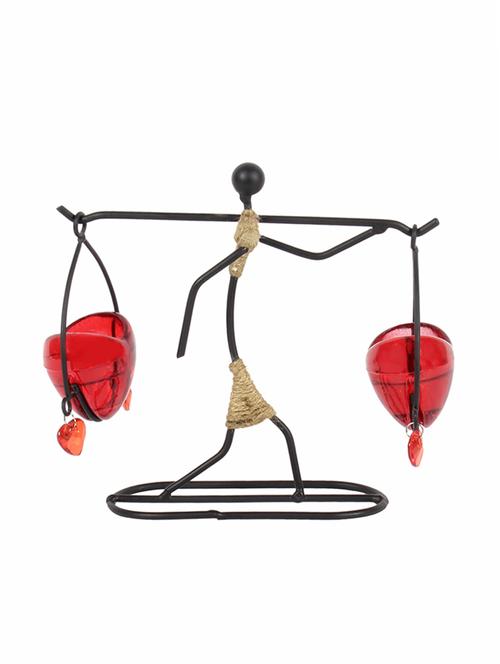 jewel fuel iron and glass heart tealight candle holder showpiece - 13801132 - Very Small Image - 1