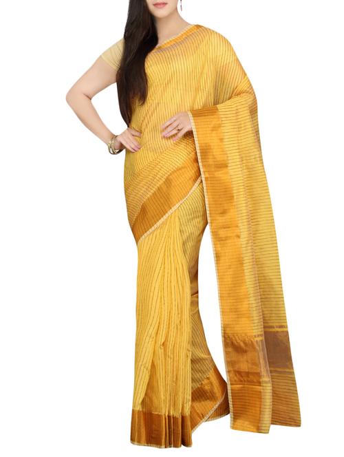 beige cotton silk woven saree with blouse - 13804447 - Very Small Image - 1